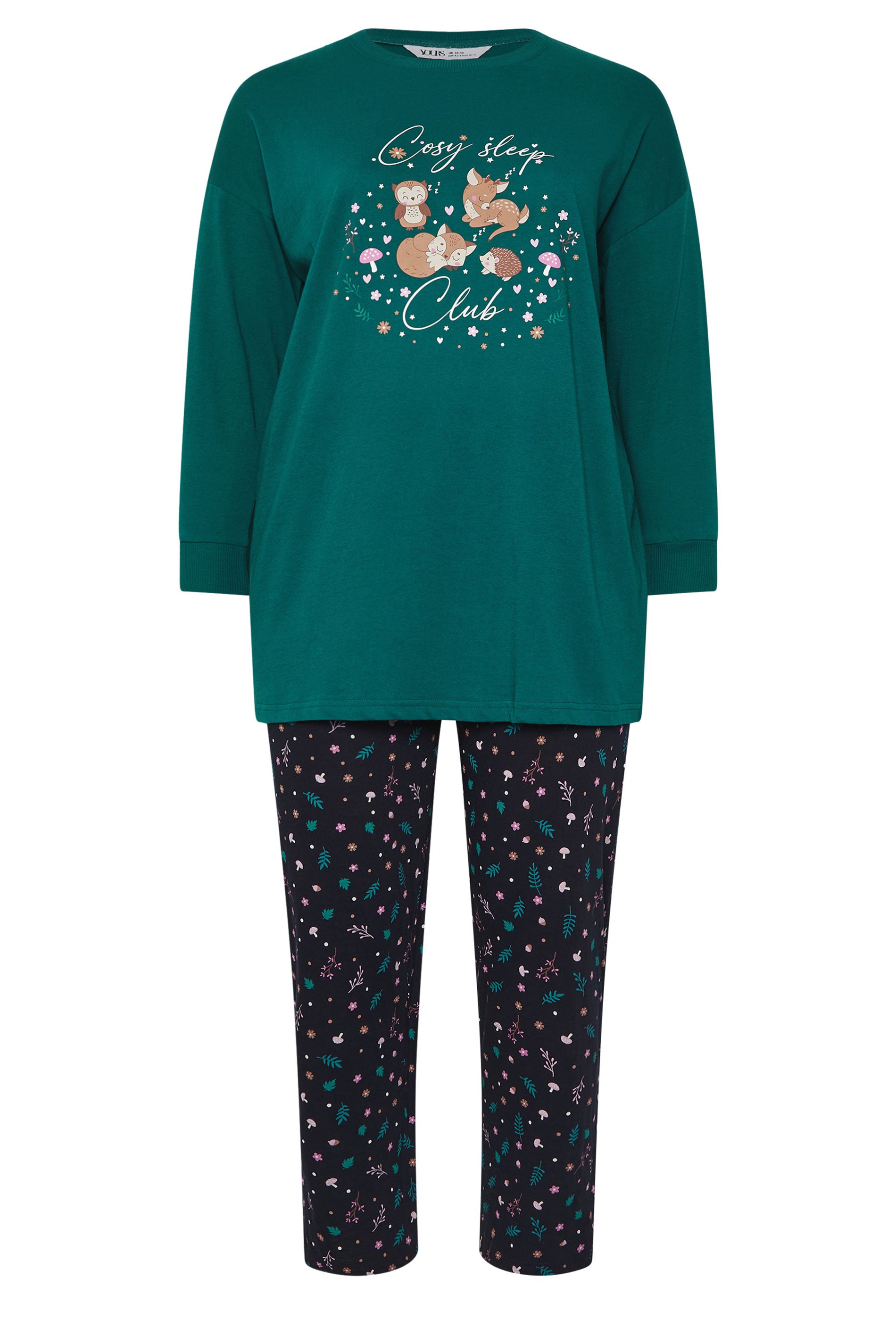  YOURS Curve Coffret Cadeau Pyjama Vert « Cosy Sleep Club »