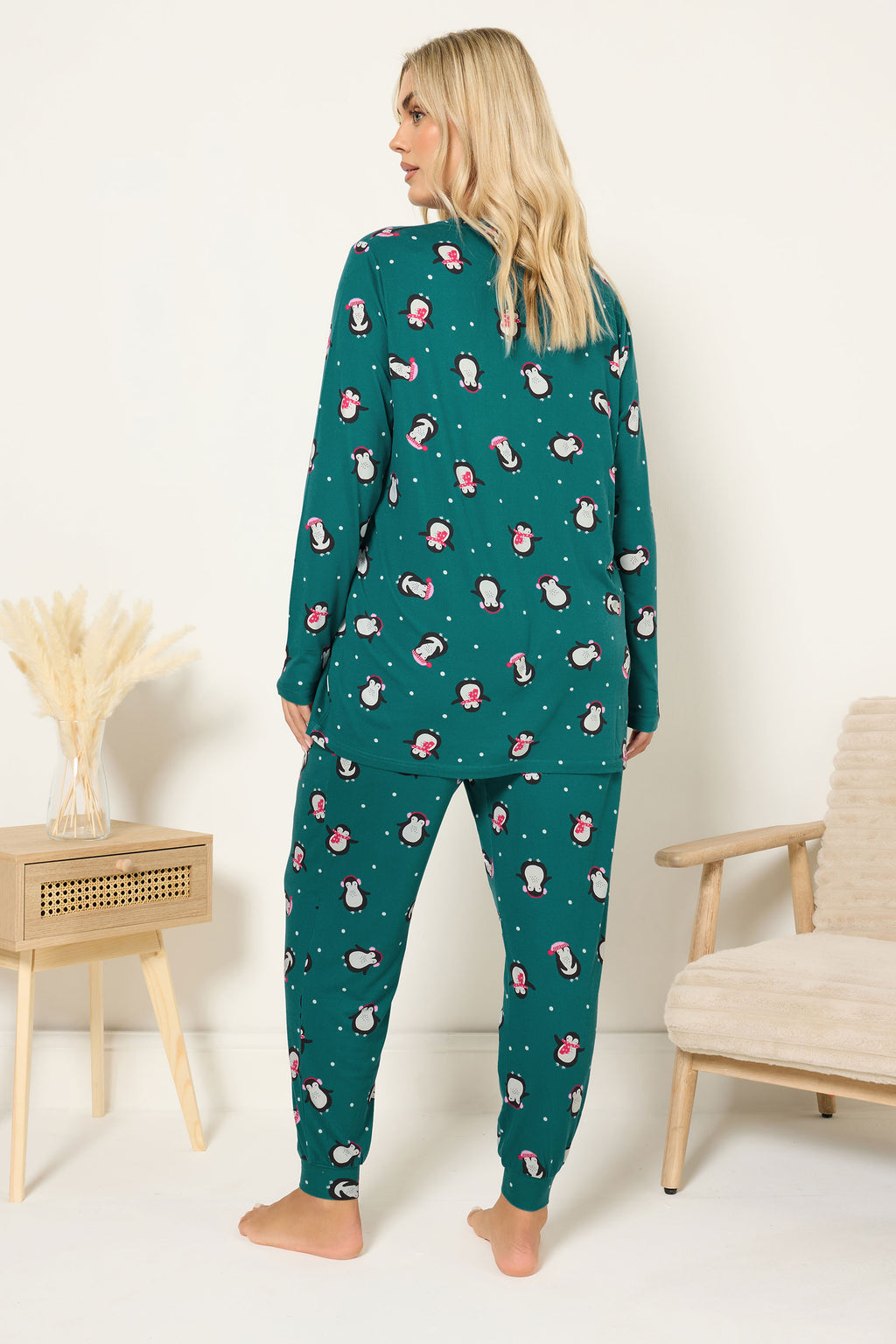  YOURS Curve Coffret Cadeau Pyjama Doux Au Toucher Bleu Sarcelle Pingouin