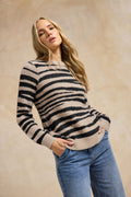  LTS Tall Beige Brown Knitted Zebra Print Jumper
