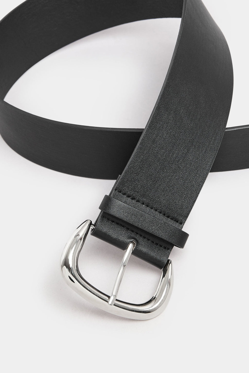  Black Faux Leather Wide Buckle Belt