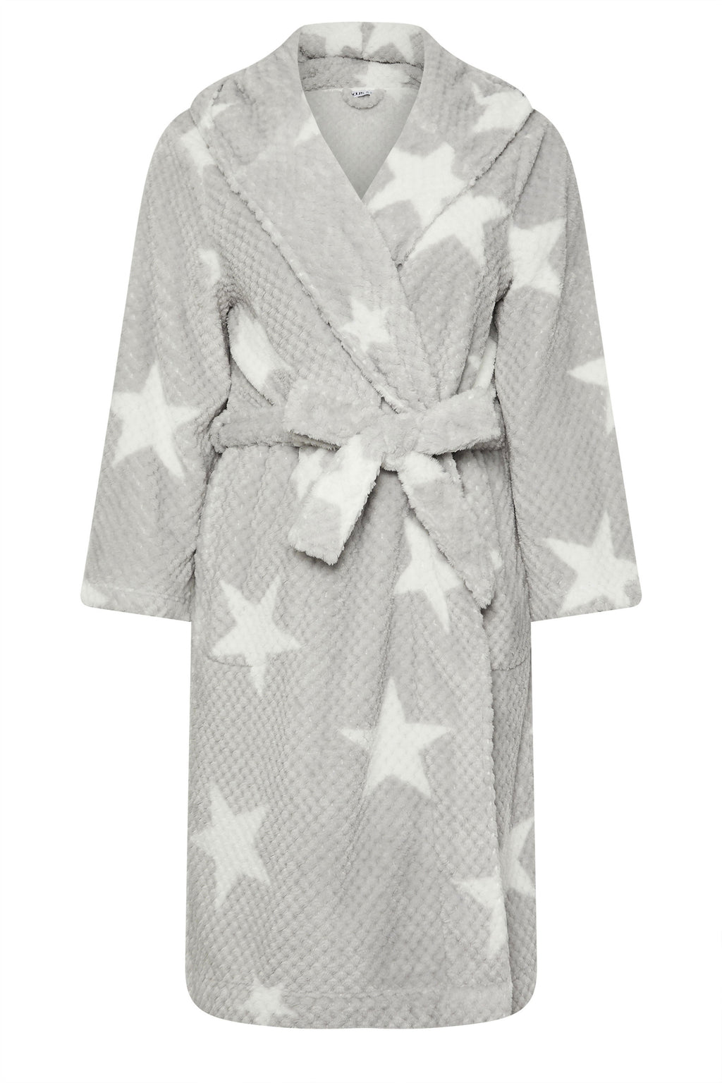  YOURS - Robe De Chambre Grise Gauffré Design Étoiles