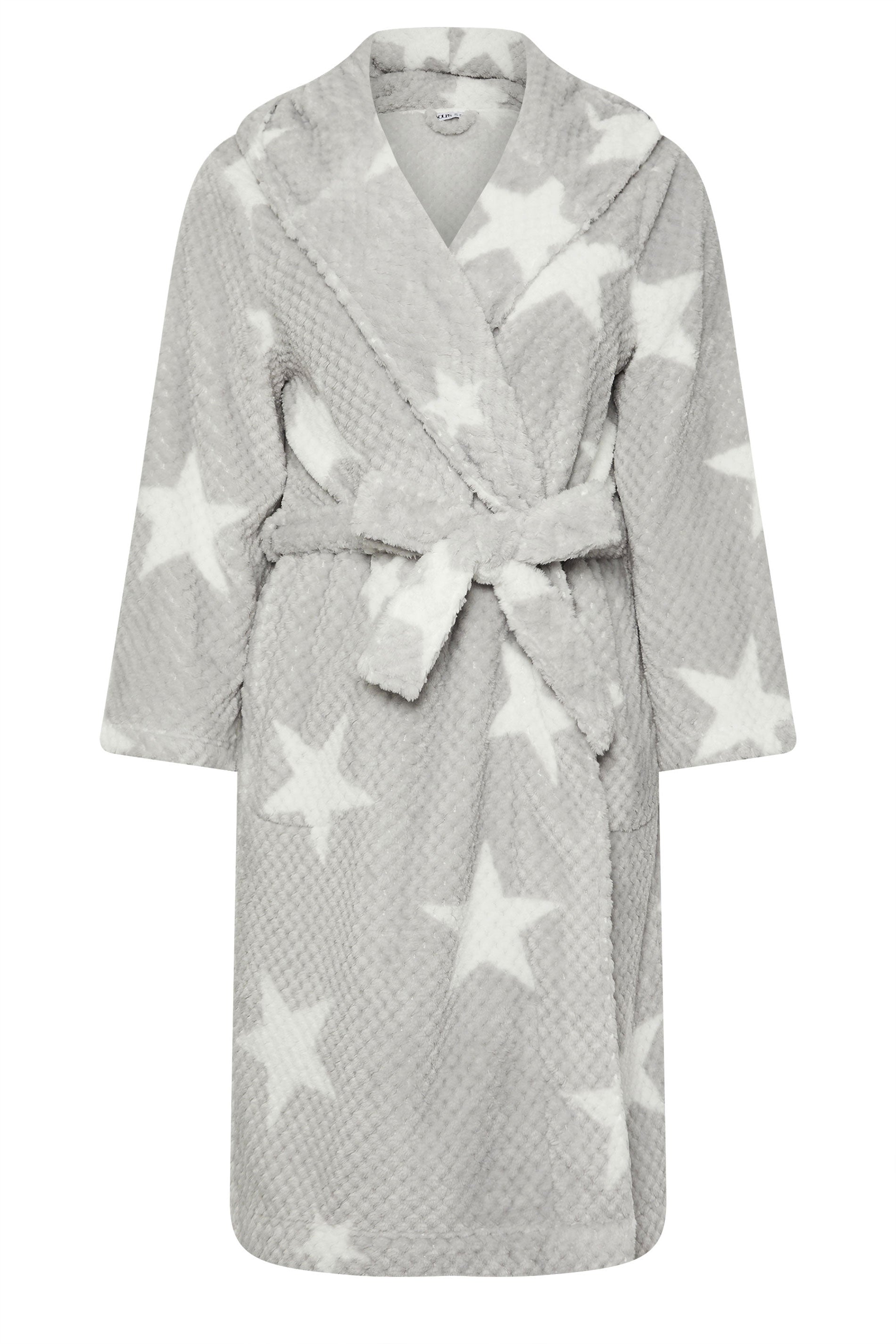  YOURS - Robe De Chambre Grise Gauffré Design Étoiles