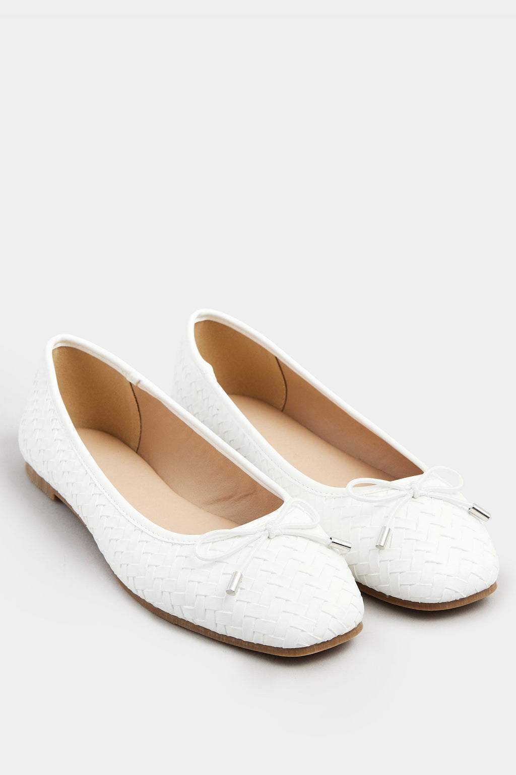  LTS Ivory White Woven Ballerina Pumps In Standard Fit