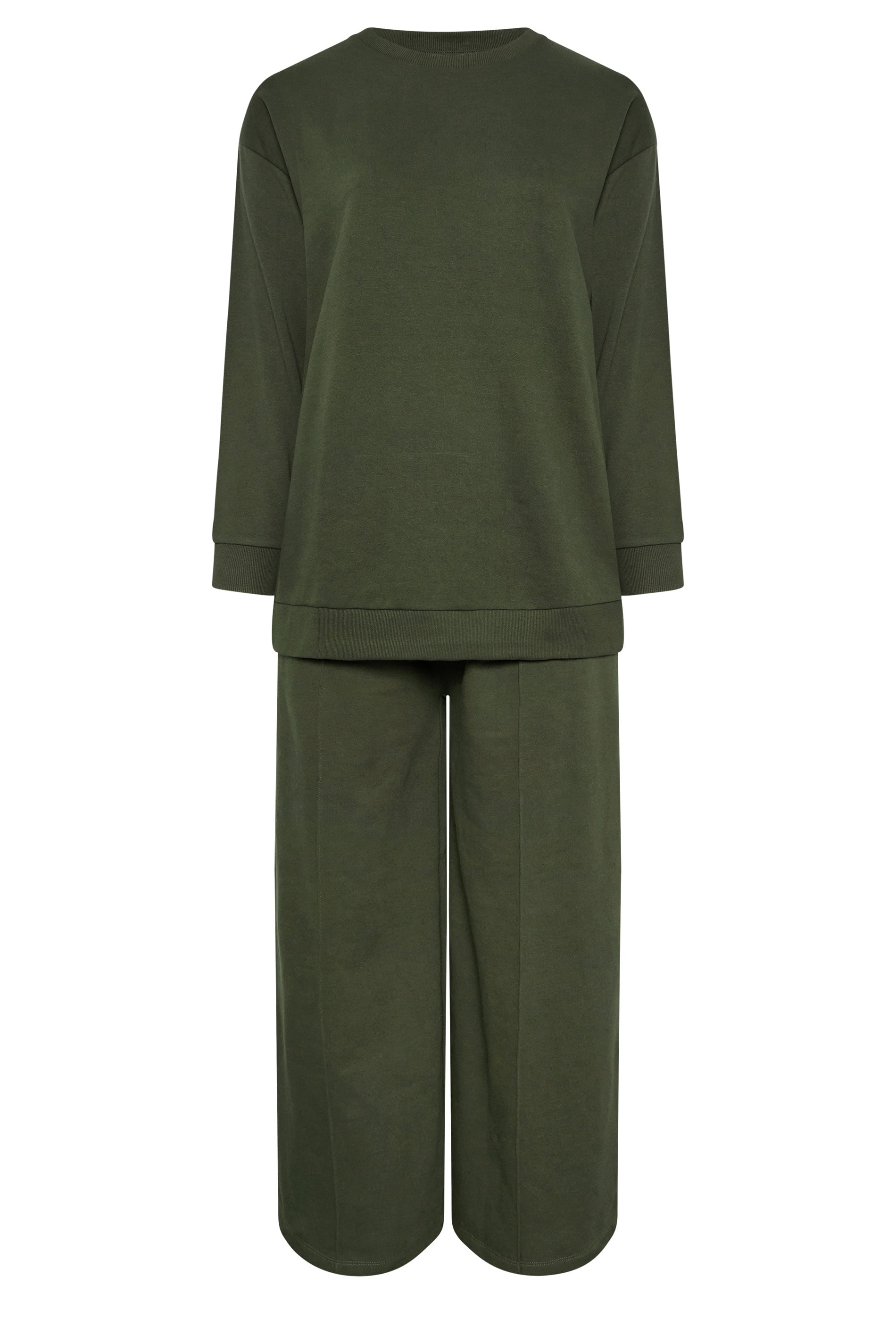 YOURS - Ensemble Sweat-shirt Ras Du Cou Et Jogging Vert Kaki
