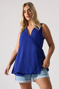  YOURS Curve Débardeur Cache-cœur Bleu Cobalt