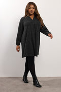  YOURS Curve Robe Courte Plissée Noire Métallisée