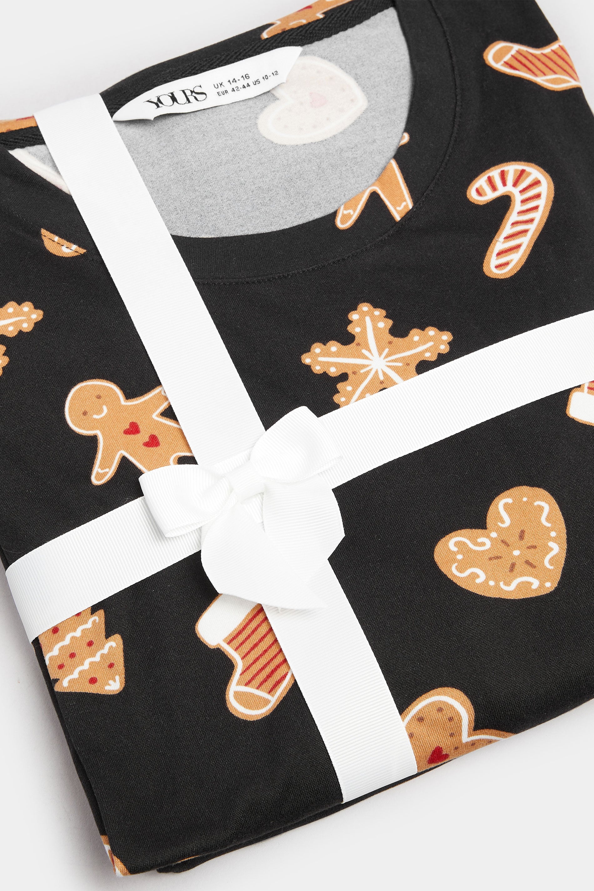  YOURS Curve Coffret Cadeau Pyjama Doux Au Toucher En Pain D'épices Noir