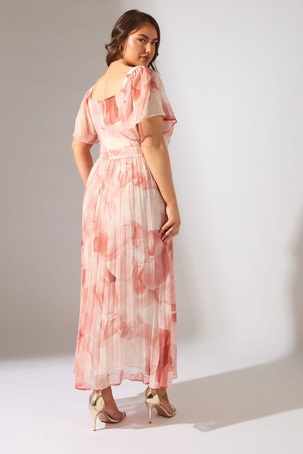  EVANS Curve Pink Floral Angel Sleeve Occasion Dress