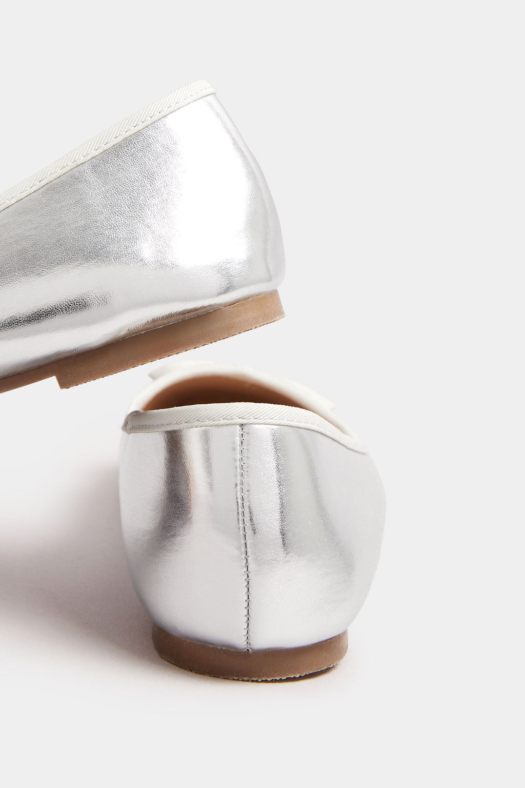  Ballerines Argentées Carrées à Noeuds Pieds Extra Larges EEE