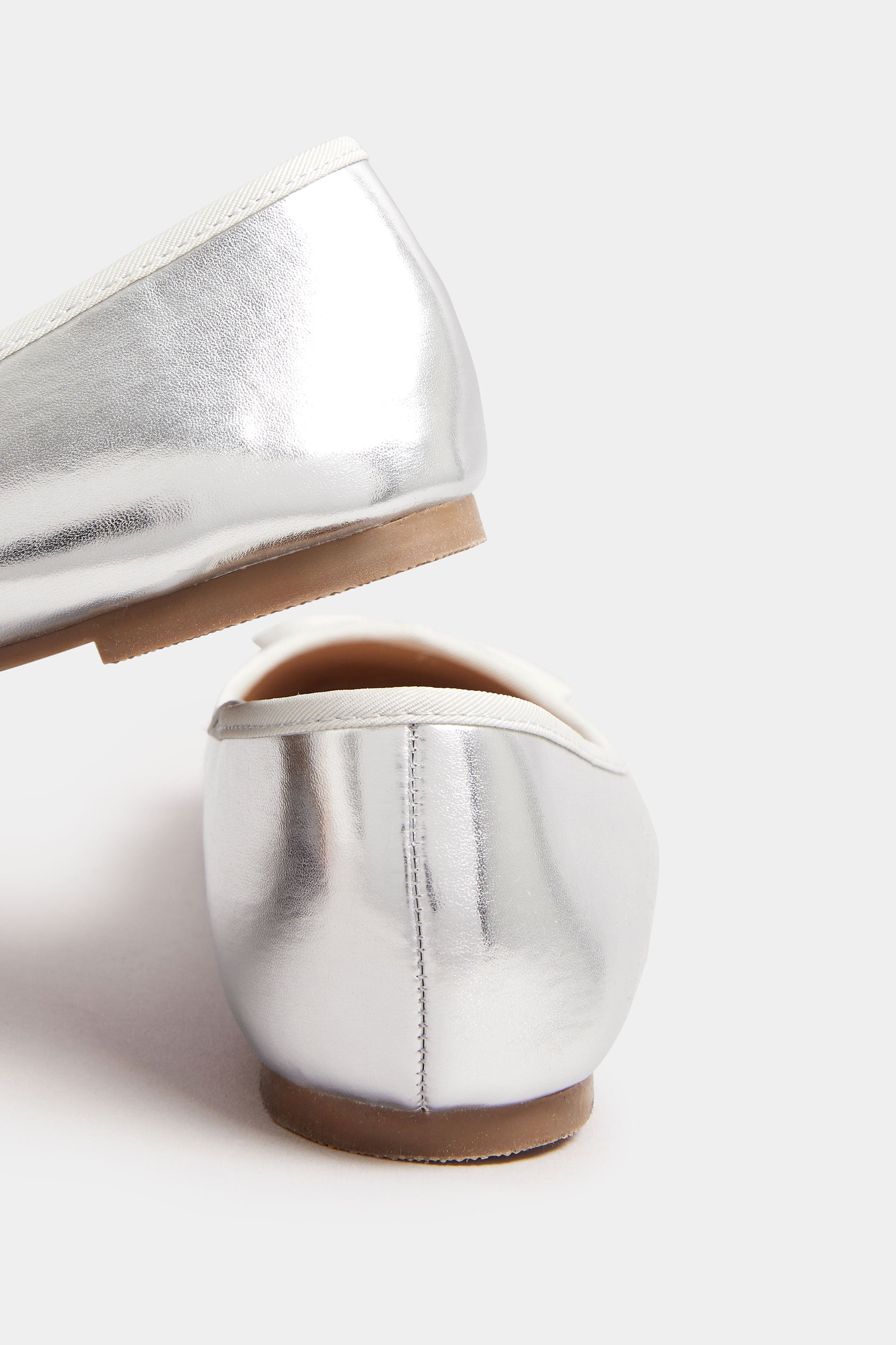  Ballerines Argentées Carrées à Noeuds Pieds Extra Larges EEE