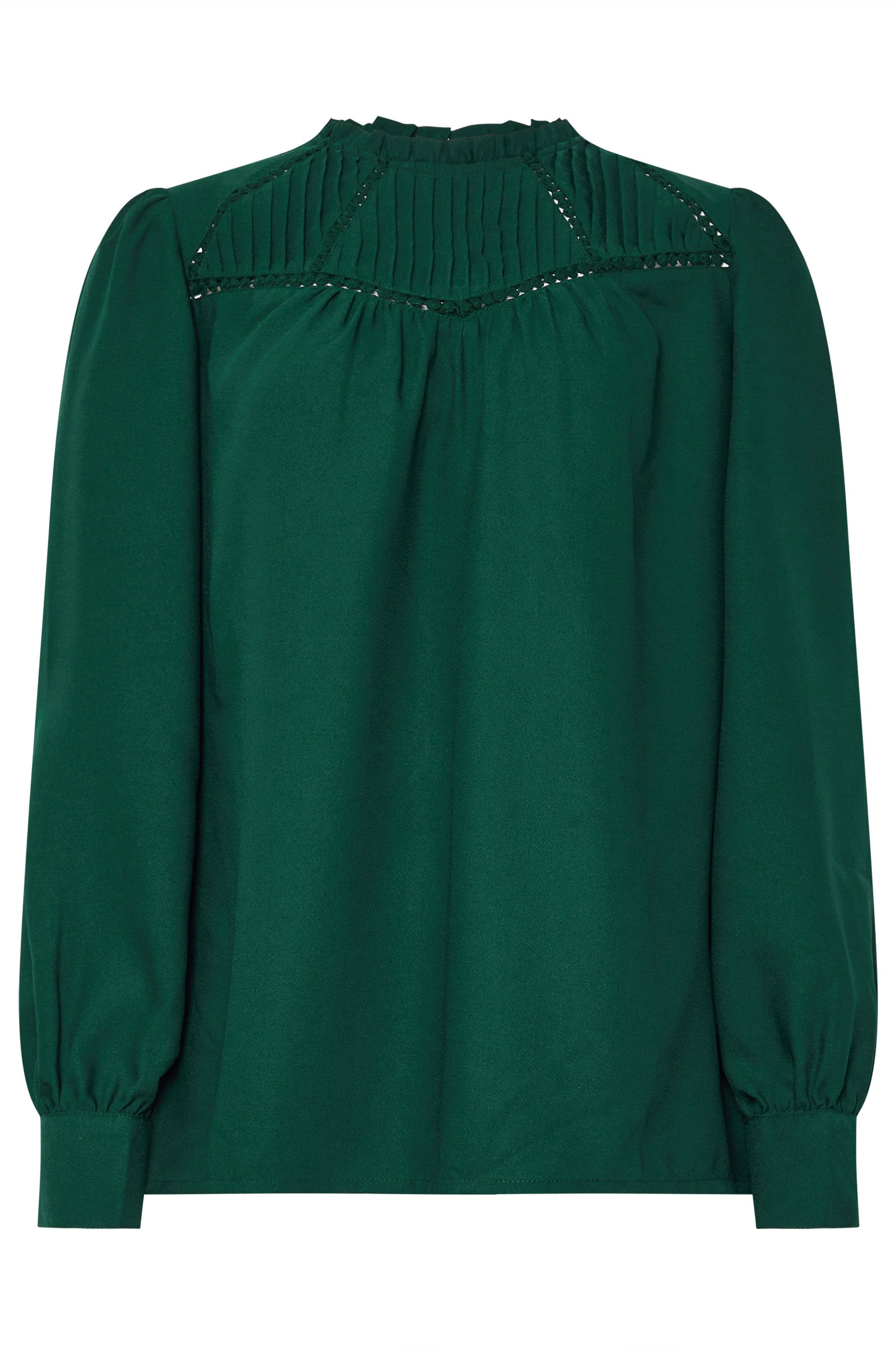  LTS Tall Dark Green Woven Pleated Blouse