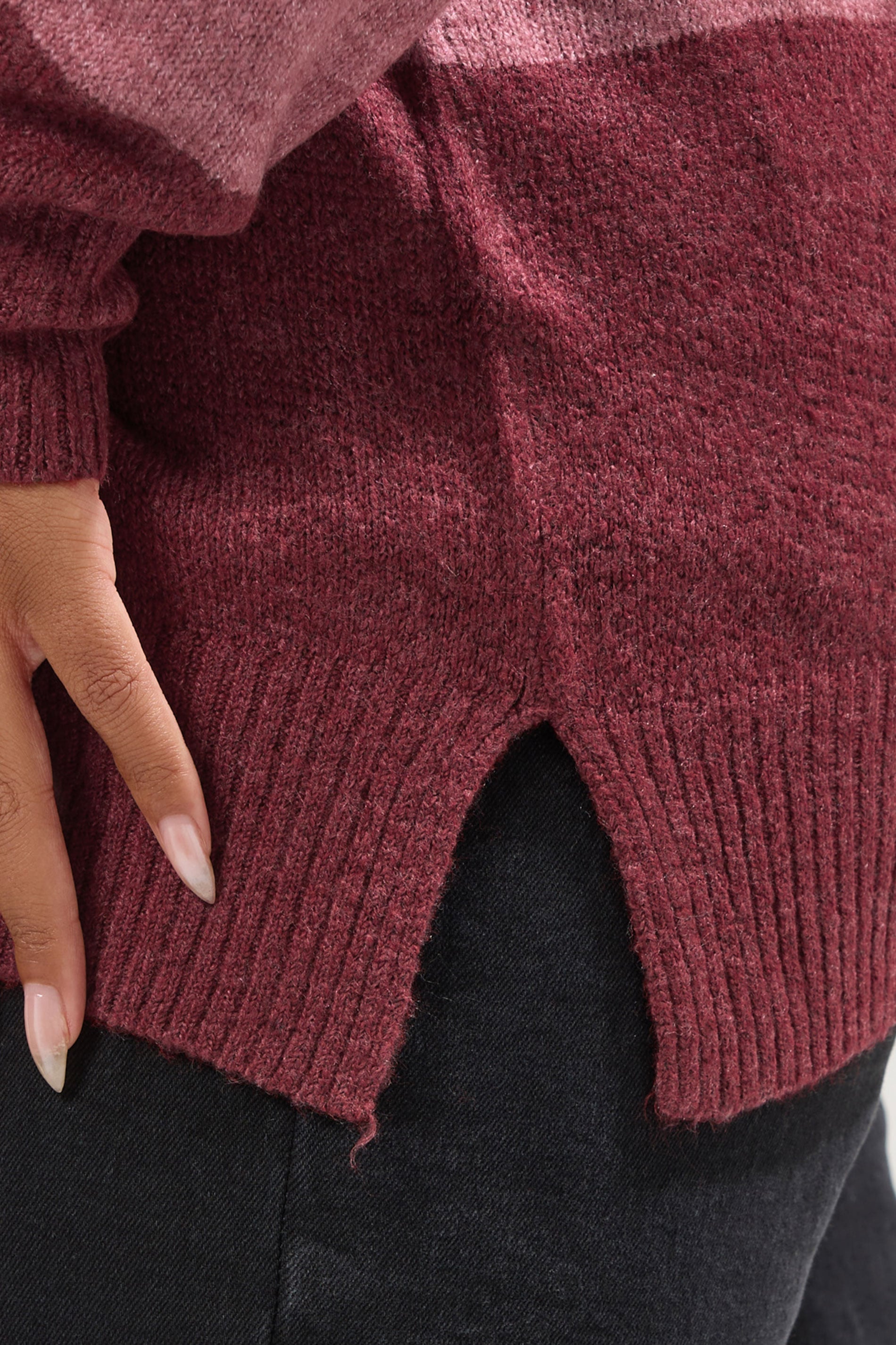  YOURS - Pull Blanc Dégradé Rose Manches Longues