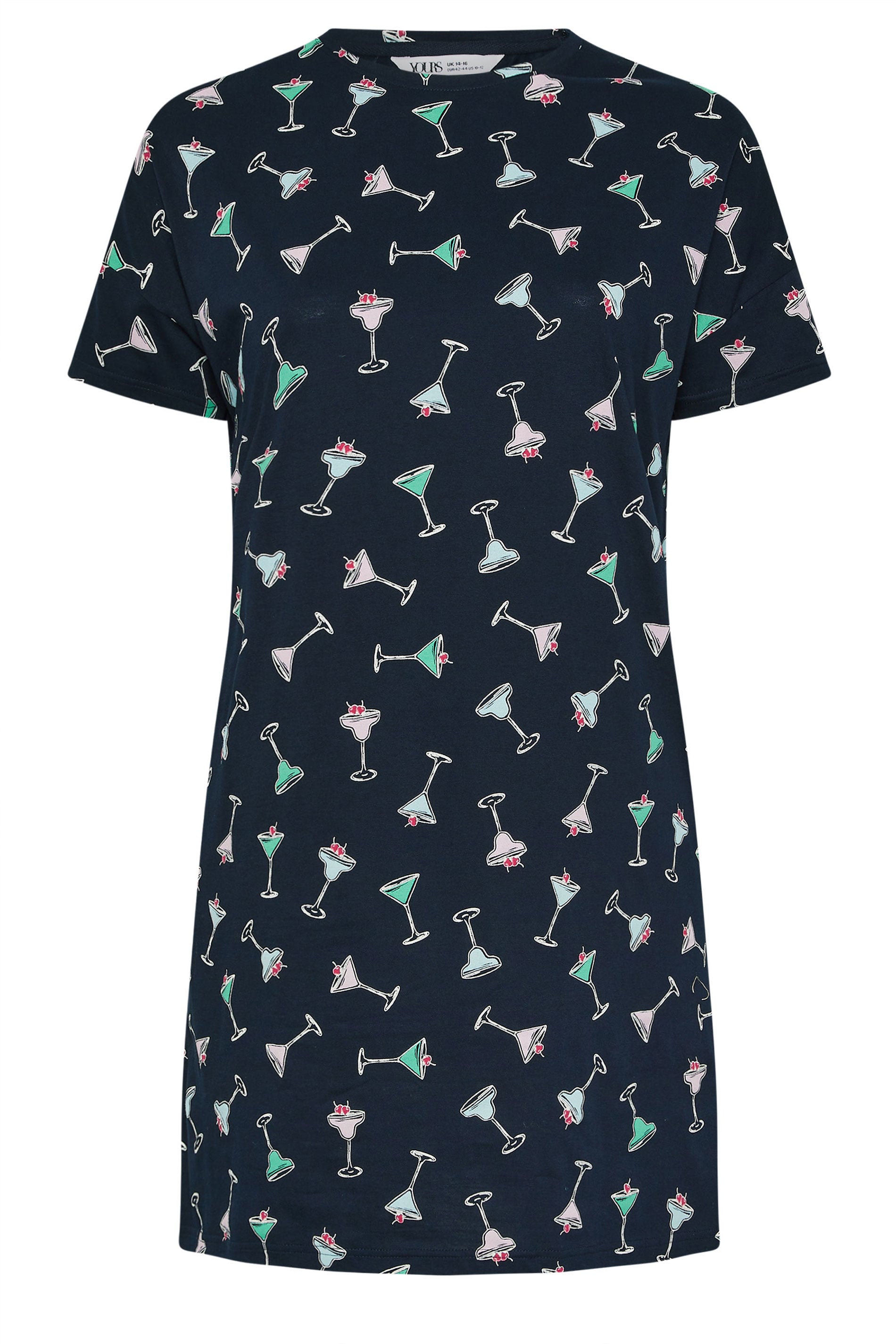  YOURS Lot De 2 Chemises De Nuit Green Cocktail Print
