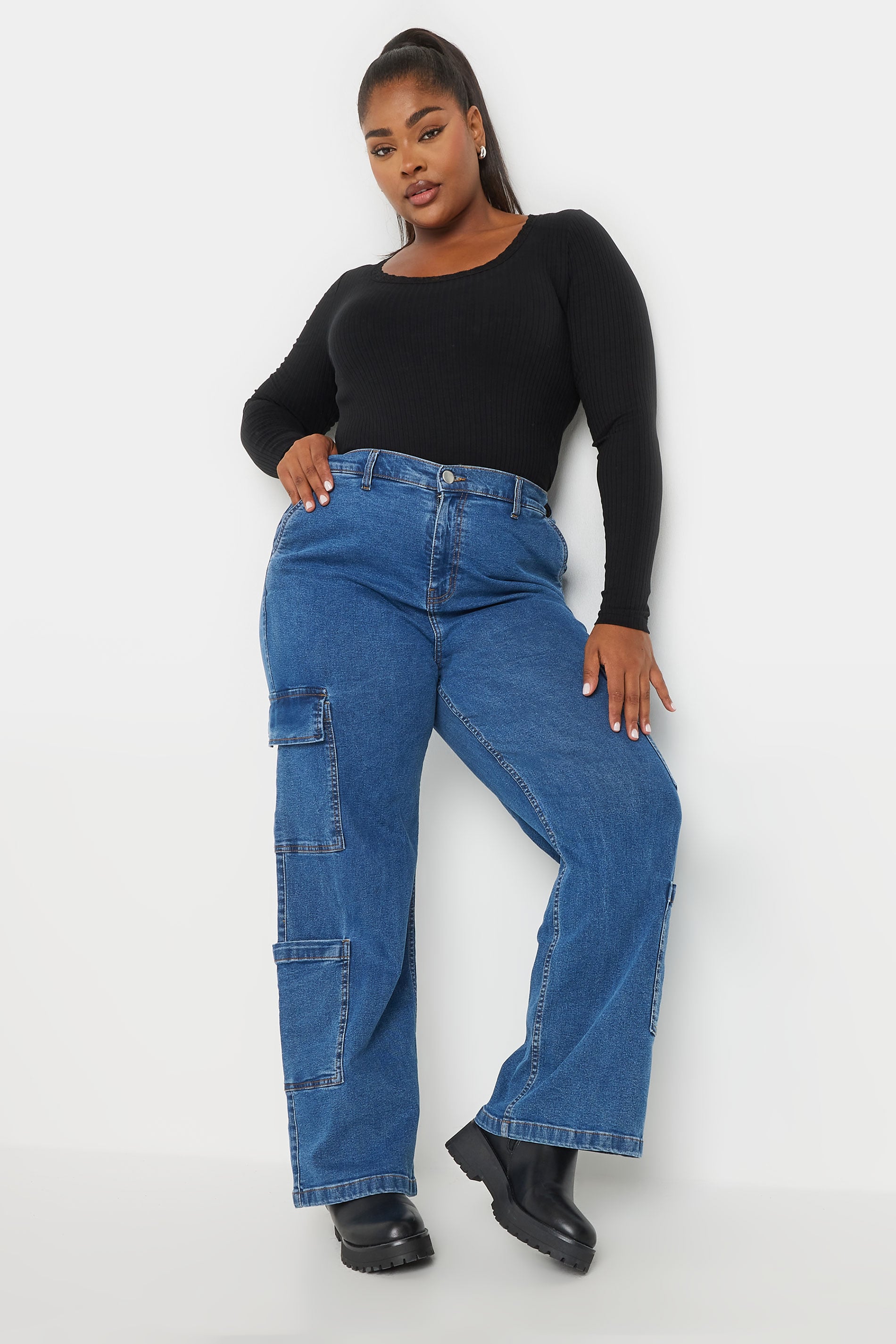  YOURS - Body Noir En Coton Bordure Dentelle