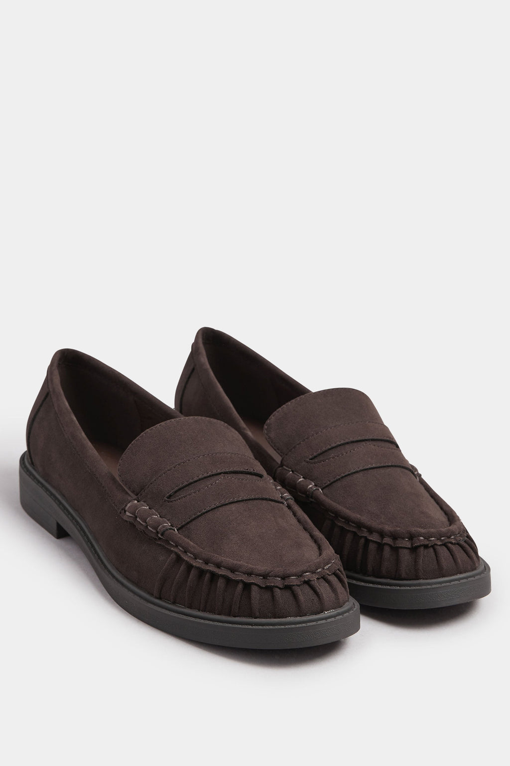  Mocassins Froncés En Similicuir Marron Chocolat, Coupe Extra Large EEE