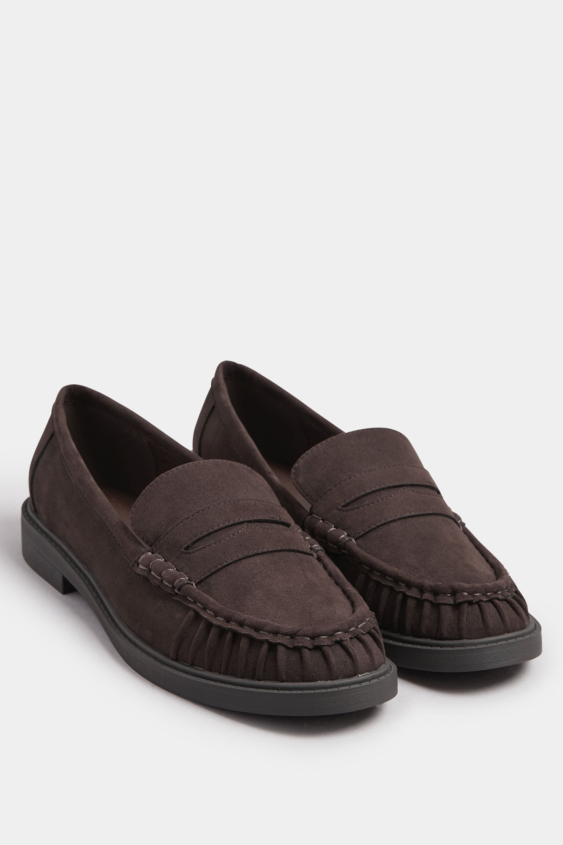  Mocassins Froncés En Similicuir Marron Chocolat, Coupe Extra Large EEE