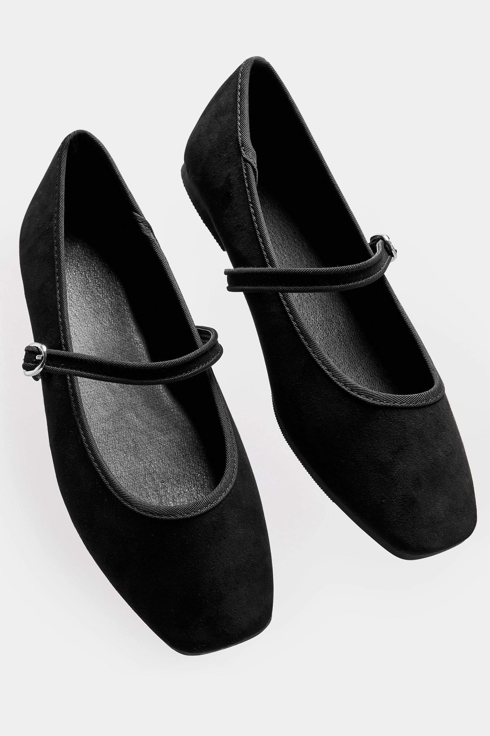  Ballerines Noires Effet Daim Carrées Avant Pieds Extra Larges EEE