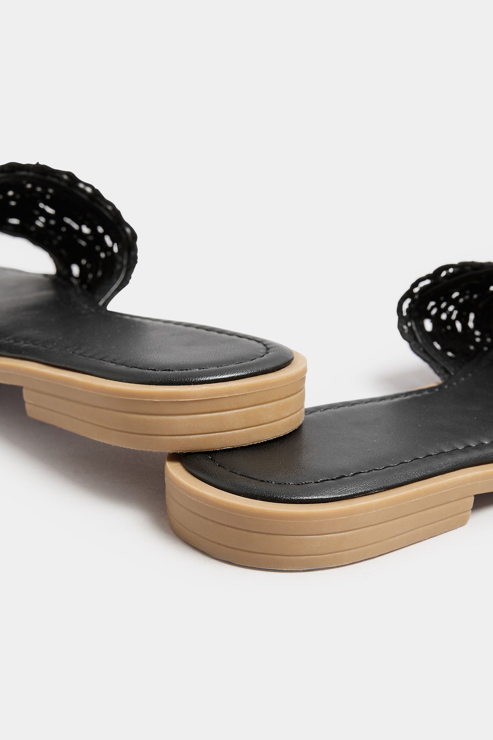  Mules Noires En Crochet Pieds Extra Larges EEE