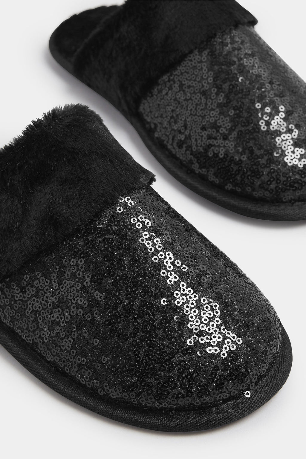  Chaussons Mules à Paillettes Noires