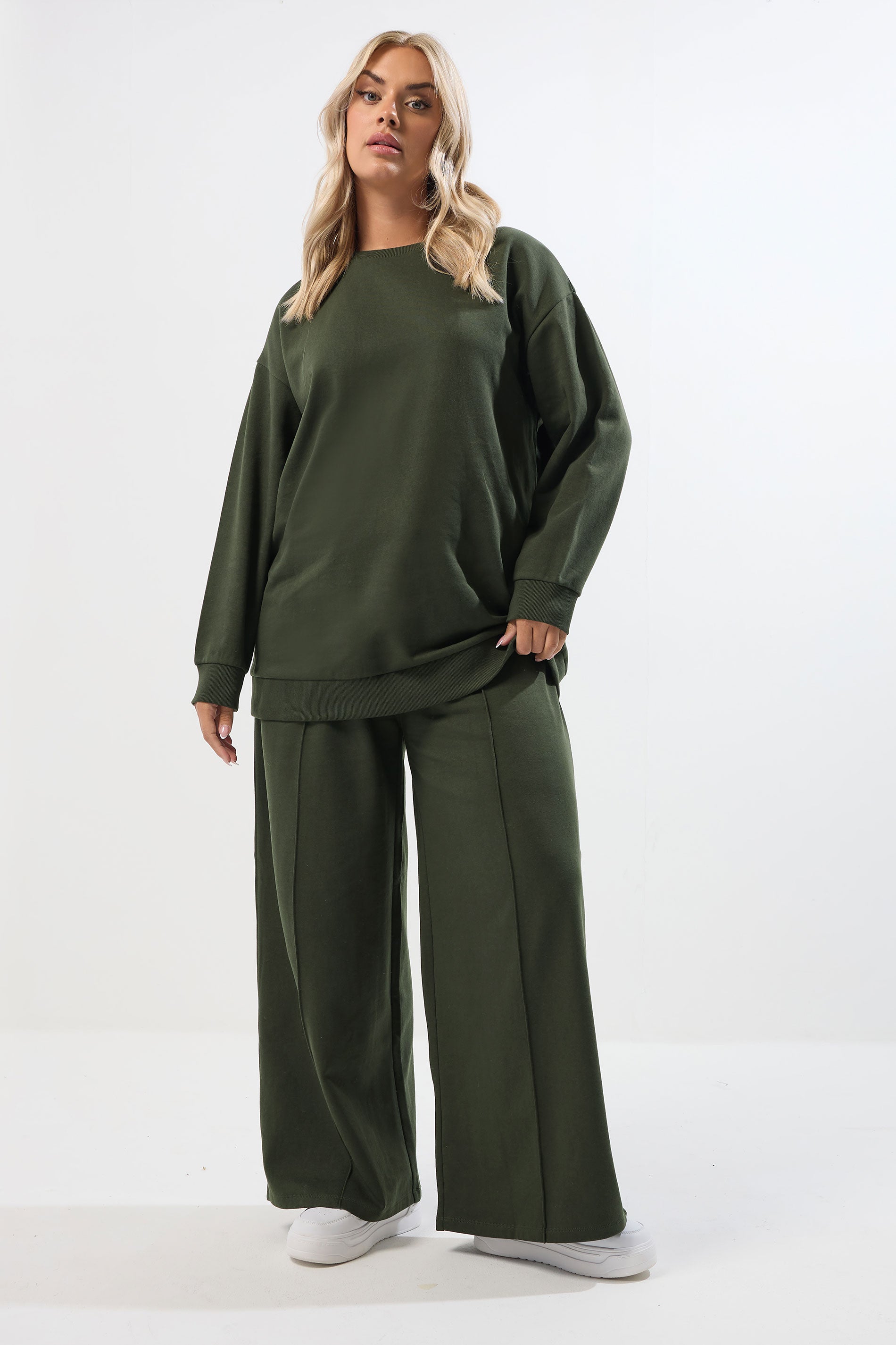  YOURS - Ensemble Sweat-shirt Ras Du Cou Et Jogging Vert Kaki