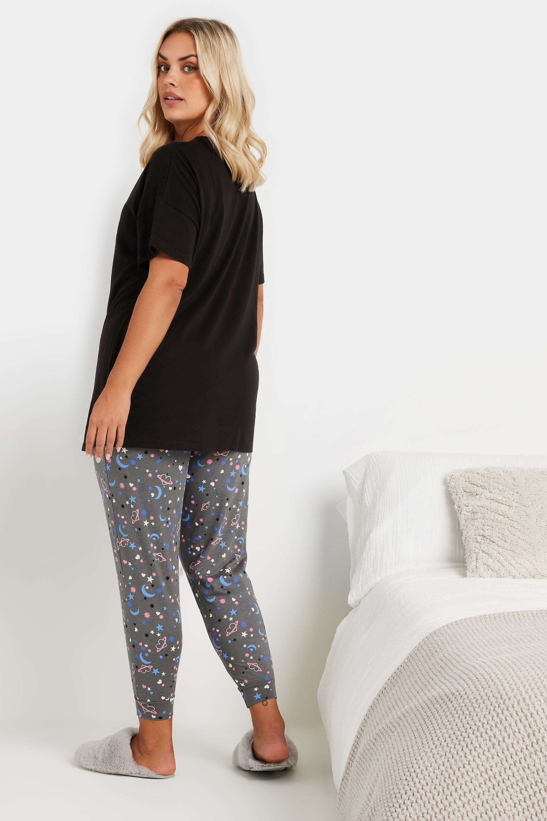  YOURS - Ensemble De Pyjama Noir & Gris Slogan