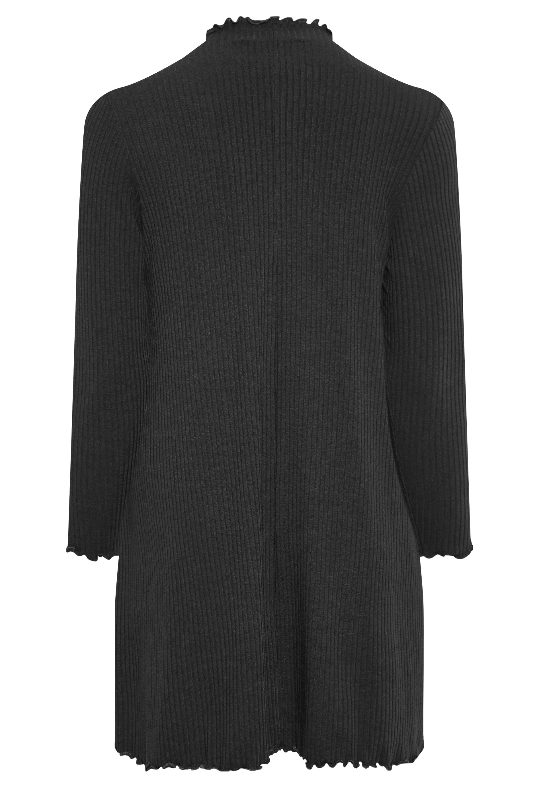  YOURS - Mini Robe Noire Nervurée Volantée En Jersey