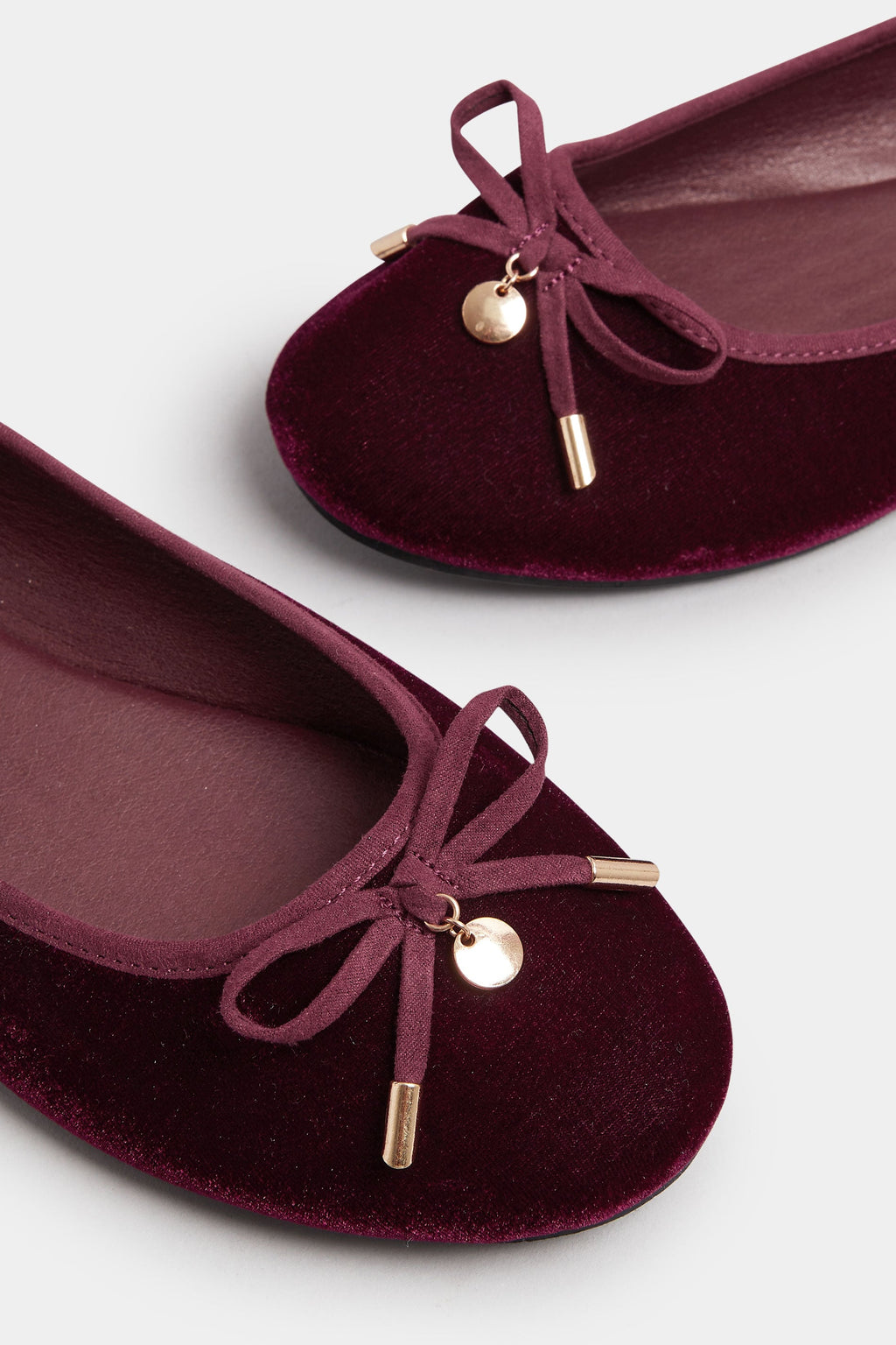  LTS Burgundy Red Velvet Bow Ballerina Pumps In Standard Fit