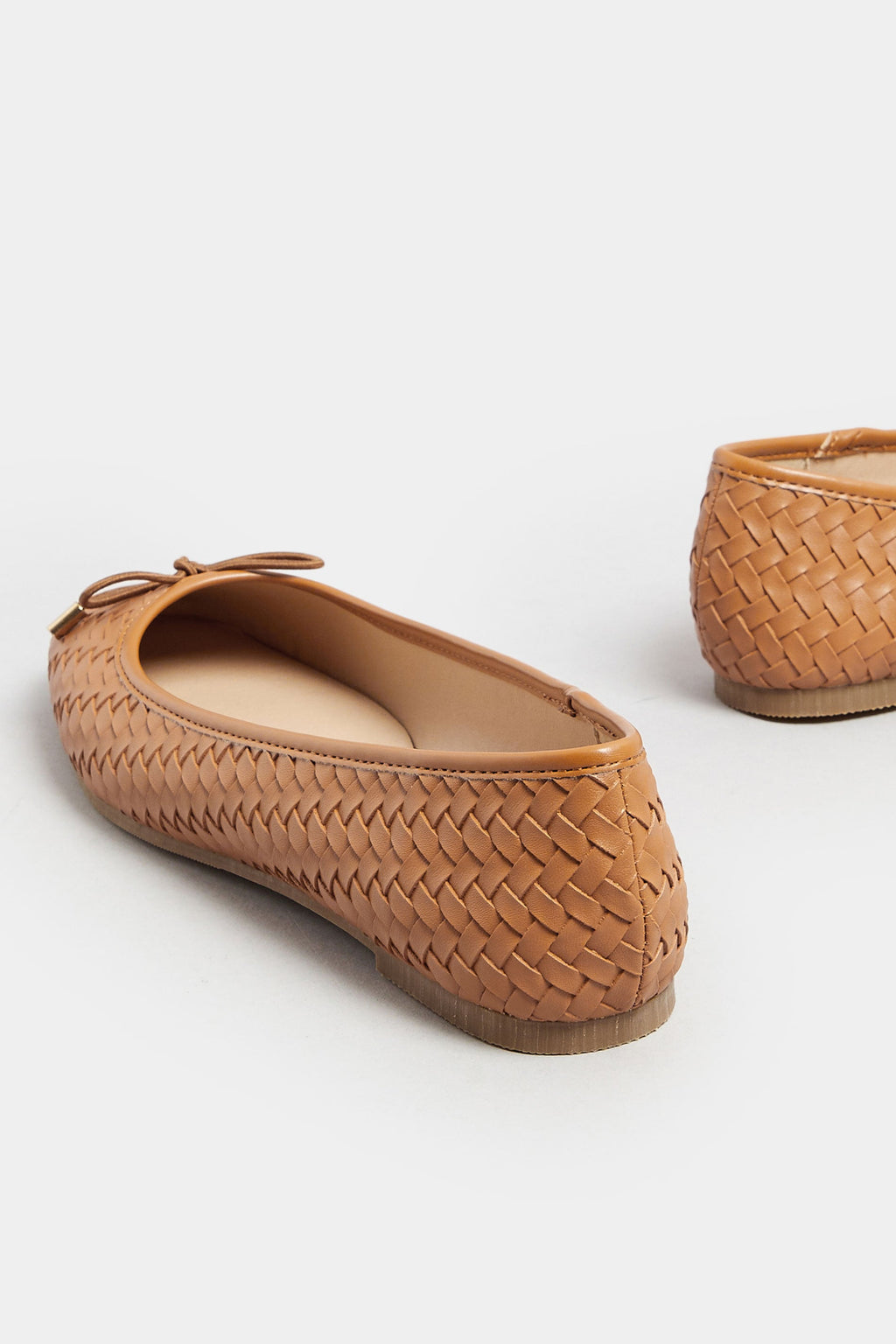  LTS Tan Brown Woven Ballerina Pumps In Standard Fit