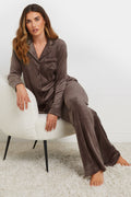  LTS Tall Chocolate Brown Super Soft Button Pyjama Set