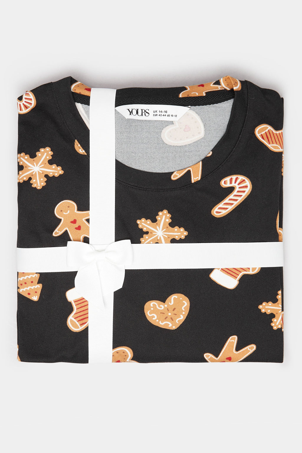  YOURS Curve Coffret Cadeau Pyjama Doux Au Toucher En Pain D'épices Noir