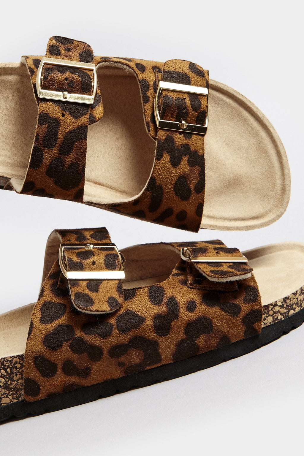  Sandales Marrons Plates Design Léopard Pieds Extra Larges EEE