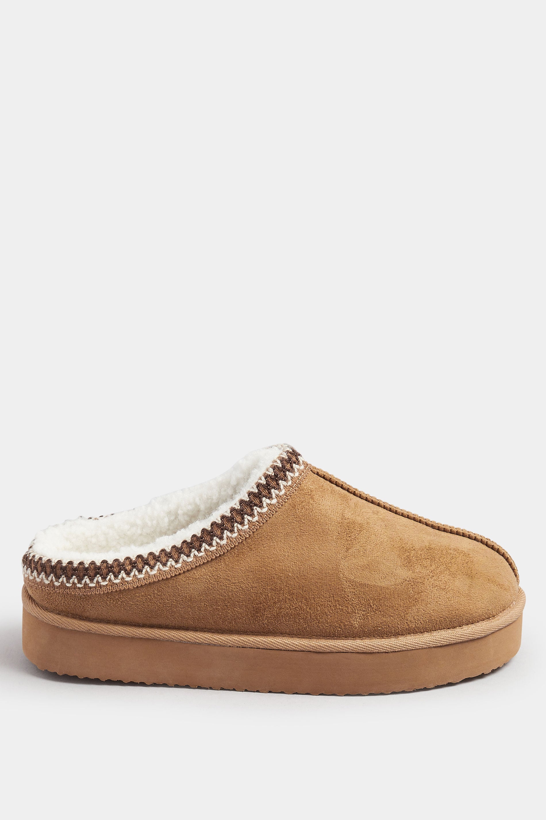  Mules Brodées En Faux Daim Marron, Coupe Extra Large EEE