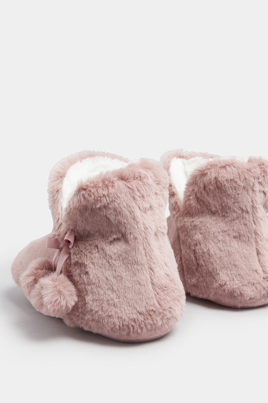  Chaussons Bottes En Fausse Fourrure à Pompons Roses