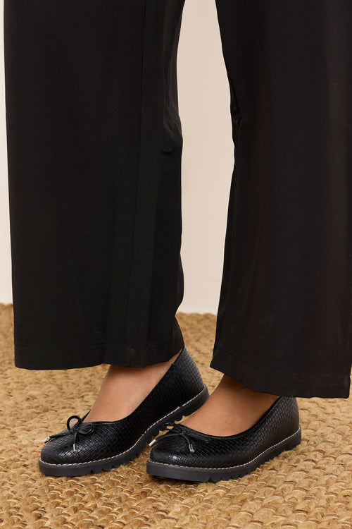  Ballerines Noires Effet Cuir Pieds Extra Larges EEE