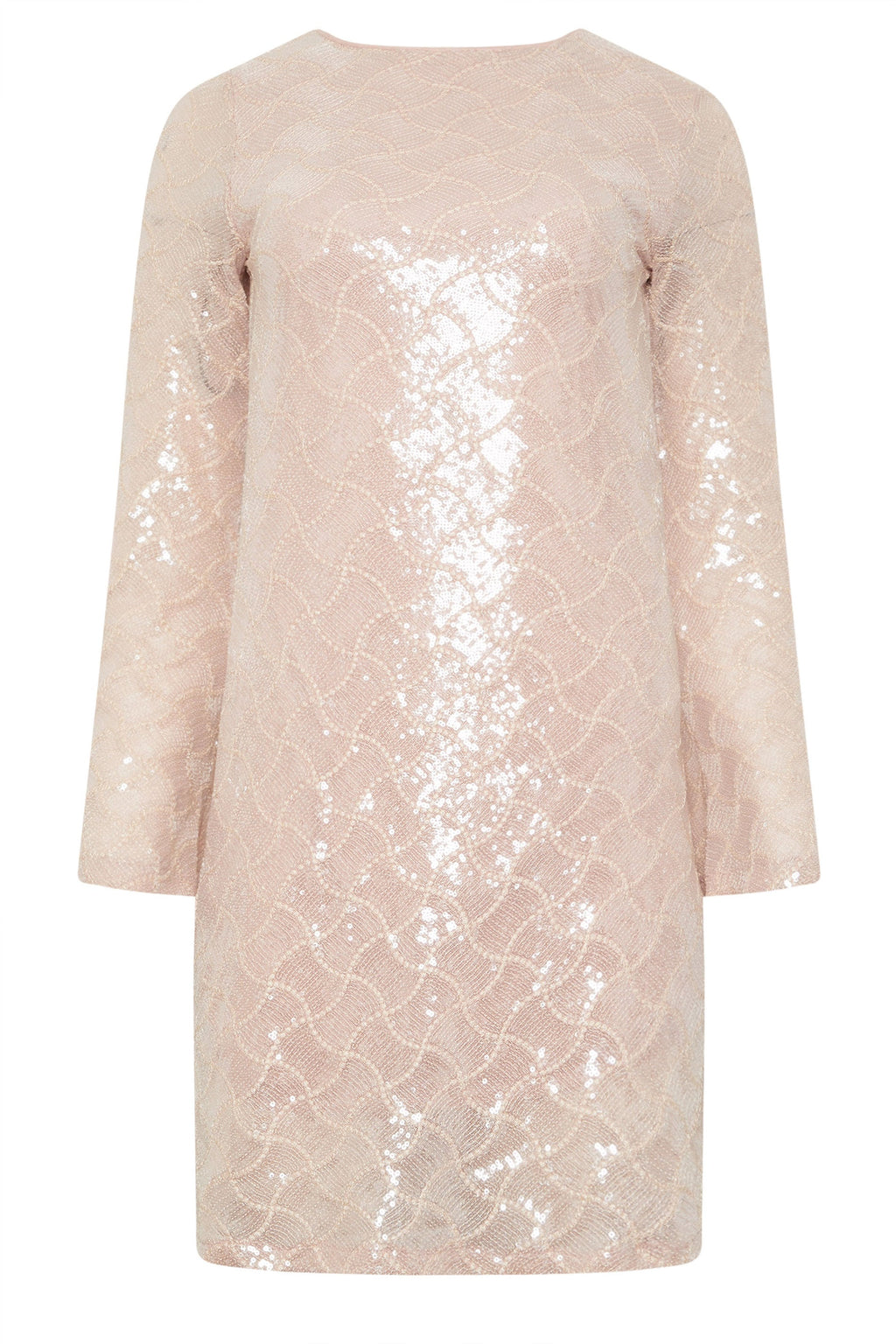  STAR Light Pink Sequin Cowl Back Mini Dress