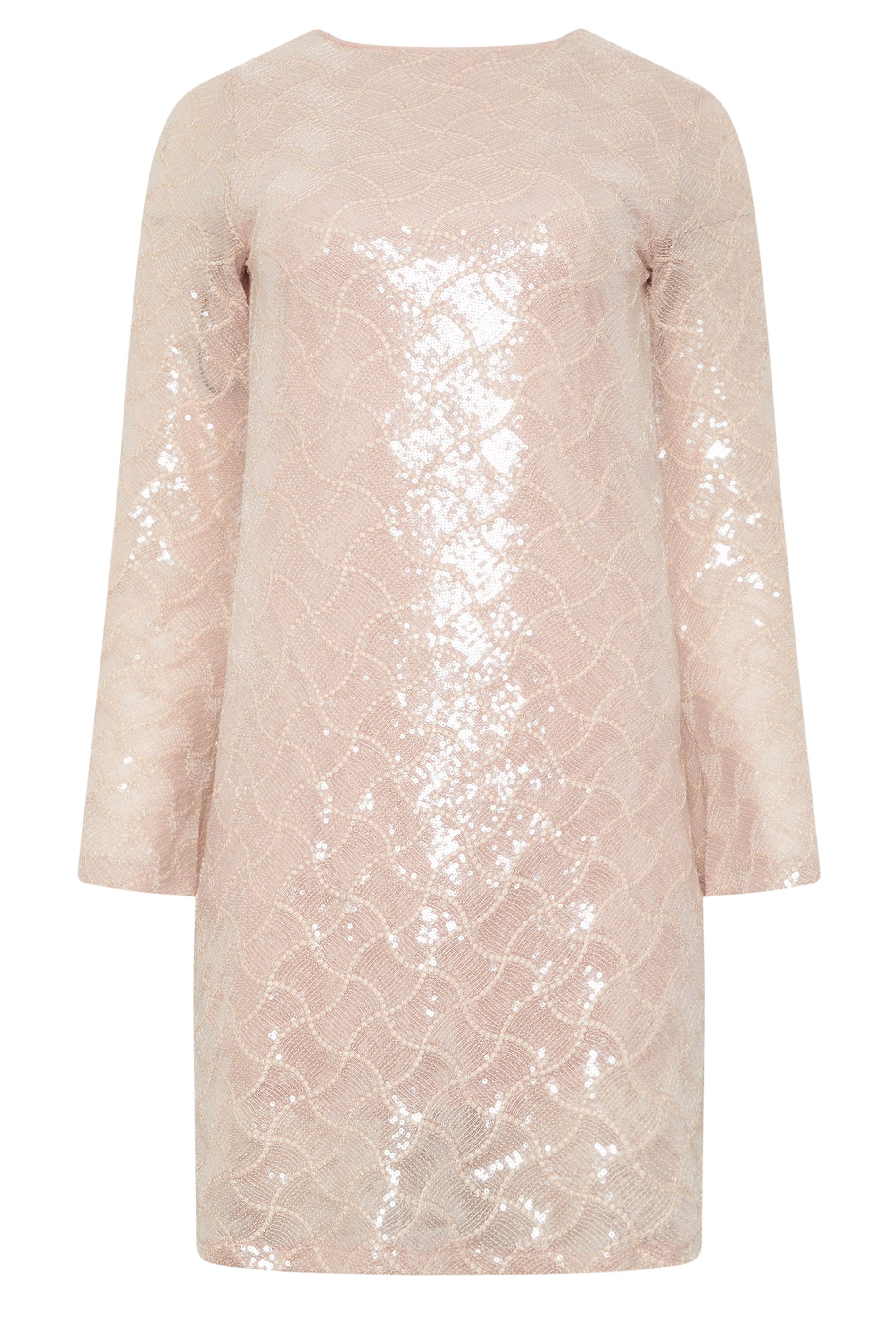  STAR Light Pink Sequin Cowl Back Mini Dress