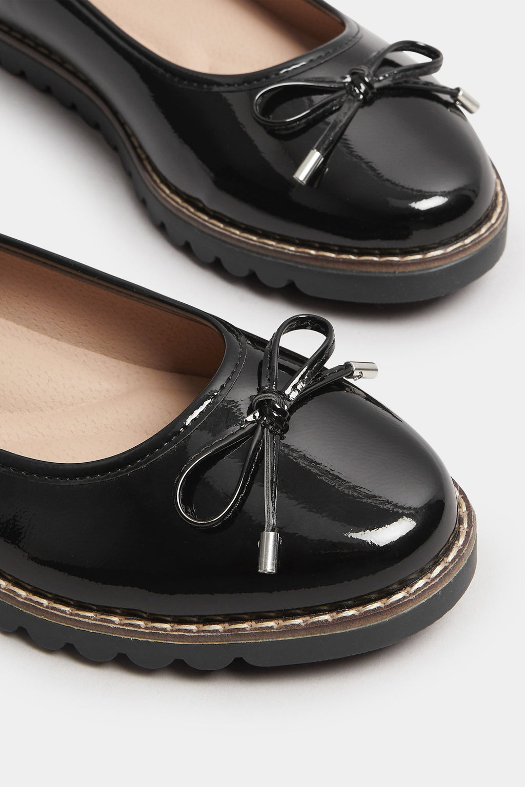  Ballerines Noires Vernies En Coupe E Large Et Coupe EEE Extra Large