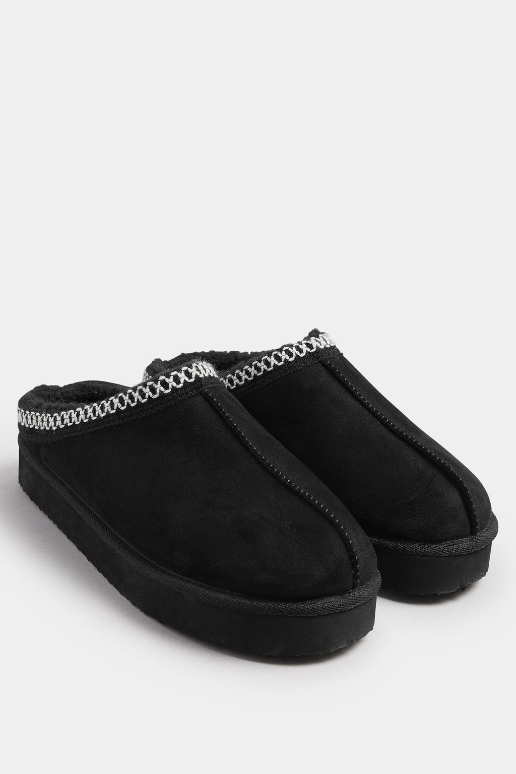  Mules Brodées En Faux Daim Noir, Coupe Extra Large EEE