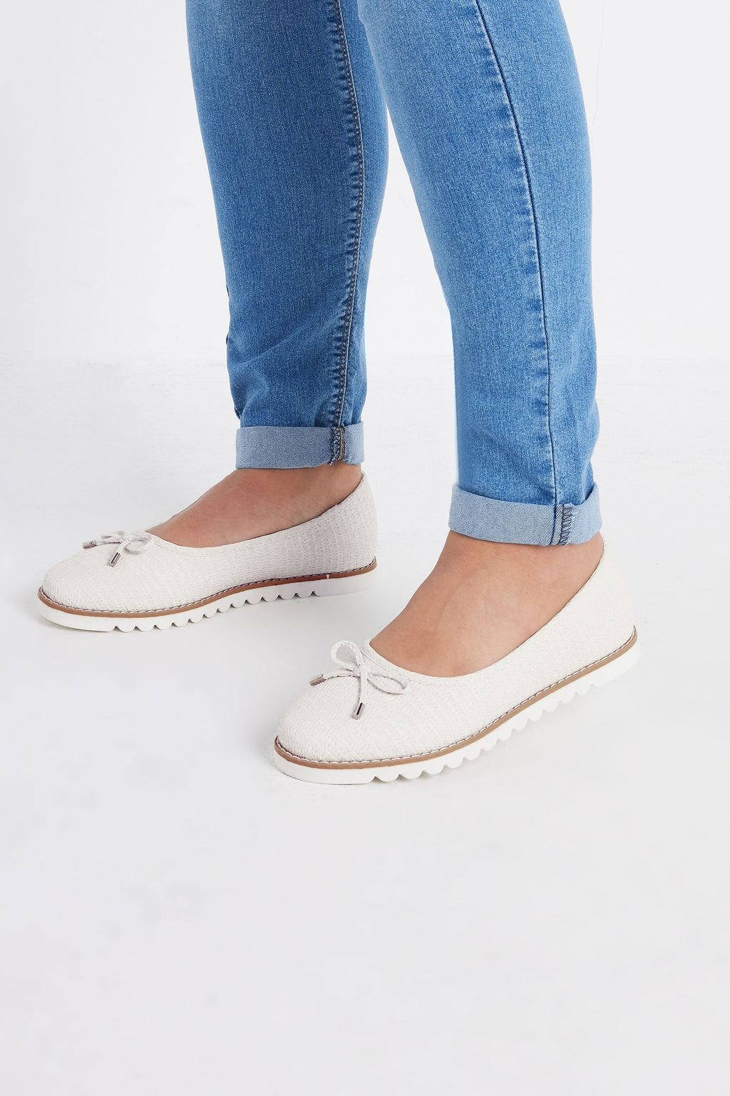  Ballerines Tissées Blanches En Coupes Wide E Et Extra Wide EEE
