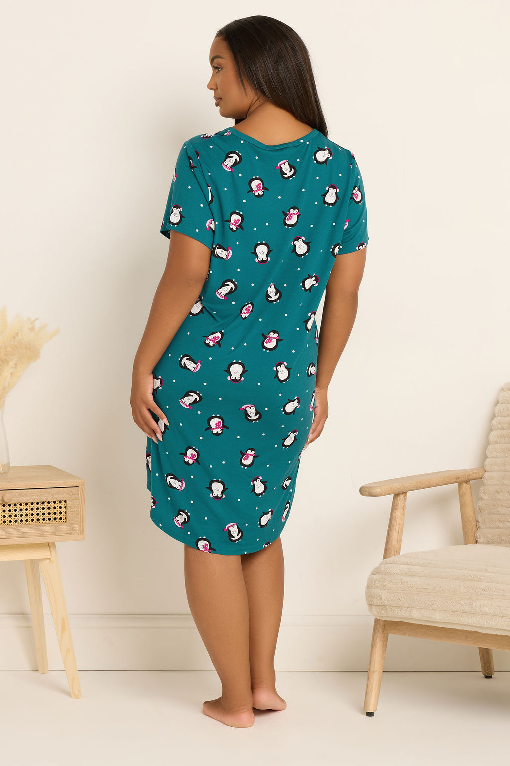  YOURS Curve Chemise De Nuit Douce Au Toucher Bleu Sarcelle Penguin