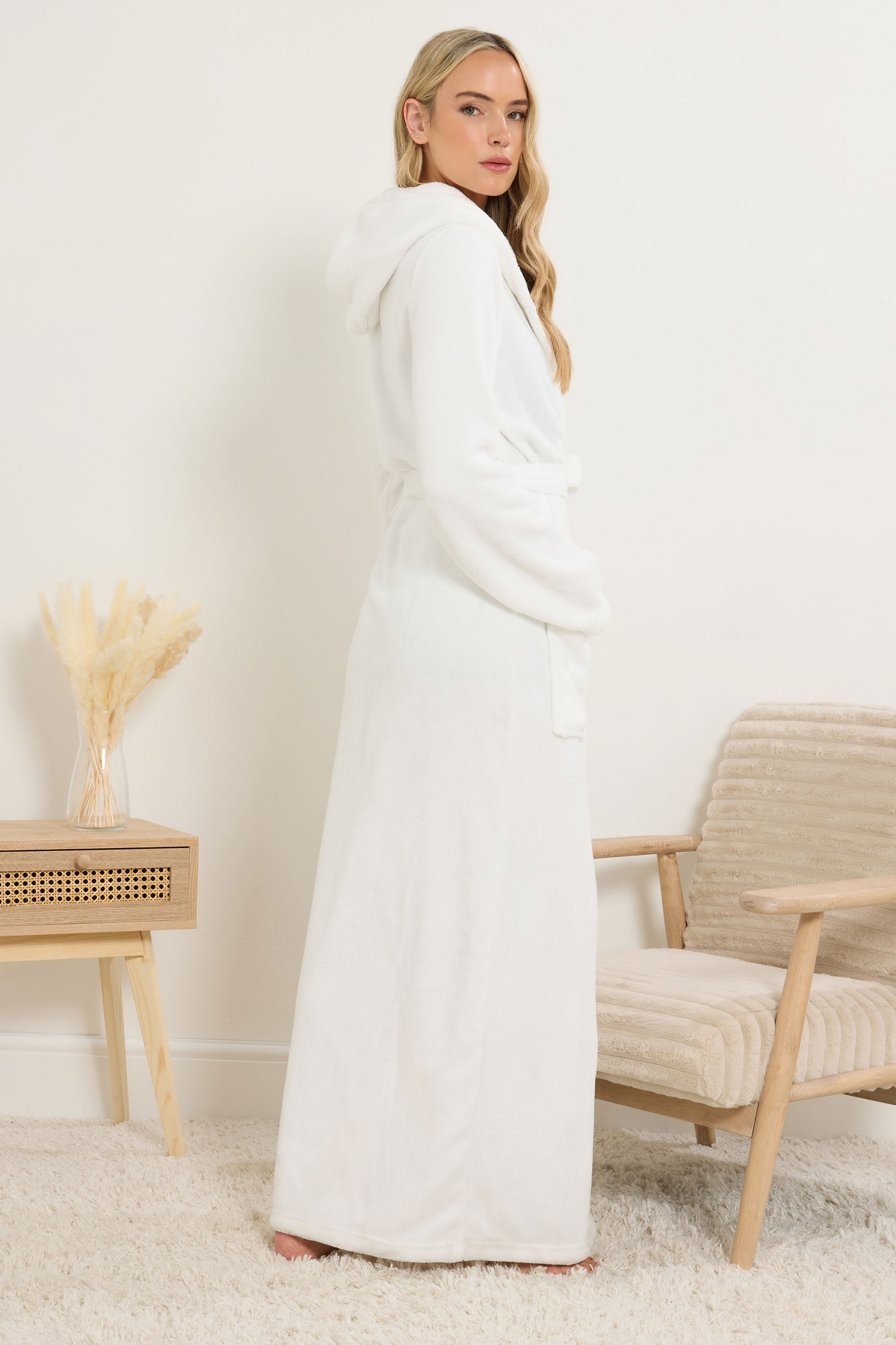  LTS Tall White Luxury Soft Fleece Maxi Dressing Gown