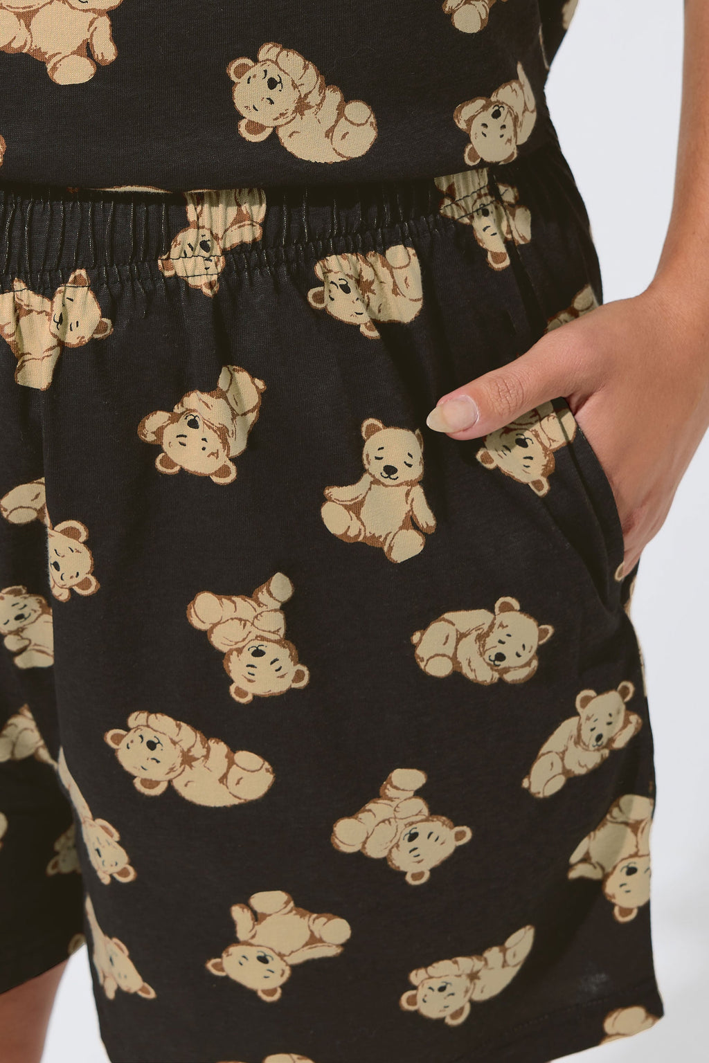  LIMITED COLLECTION Curve Ensemble Pyjama Court Imprimé Teddy Noir