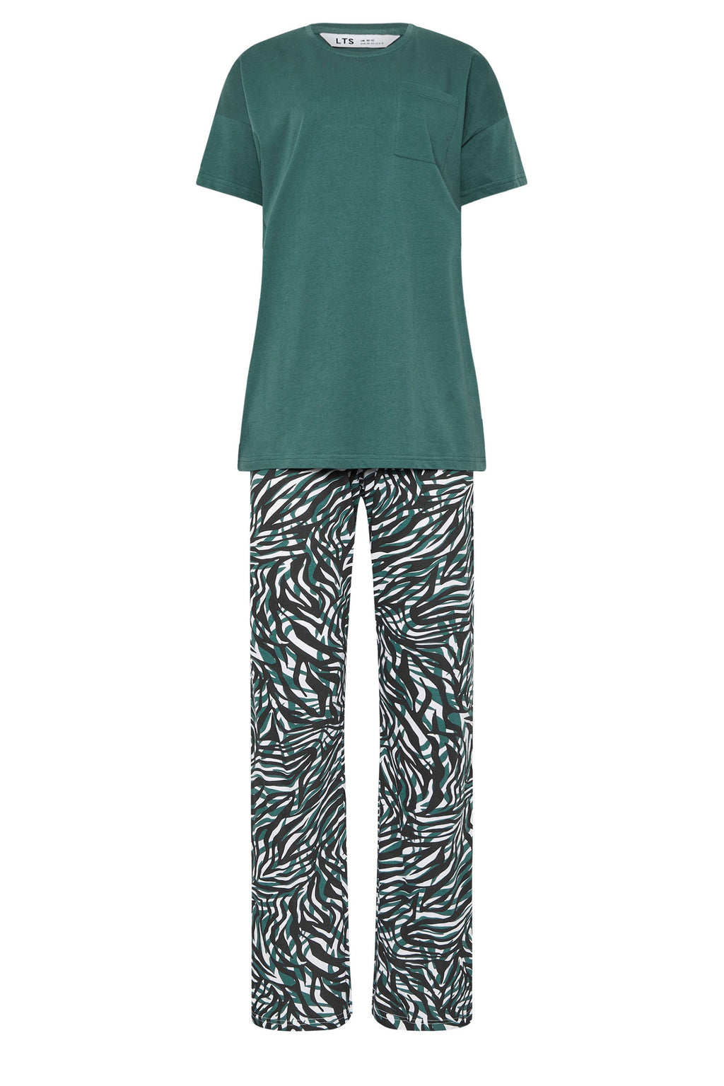 LTS Tall Green Cotton Zebra Wide Leg Pyjama Set