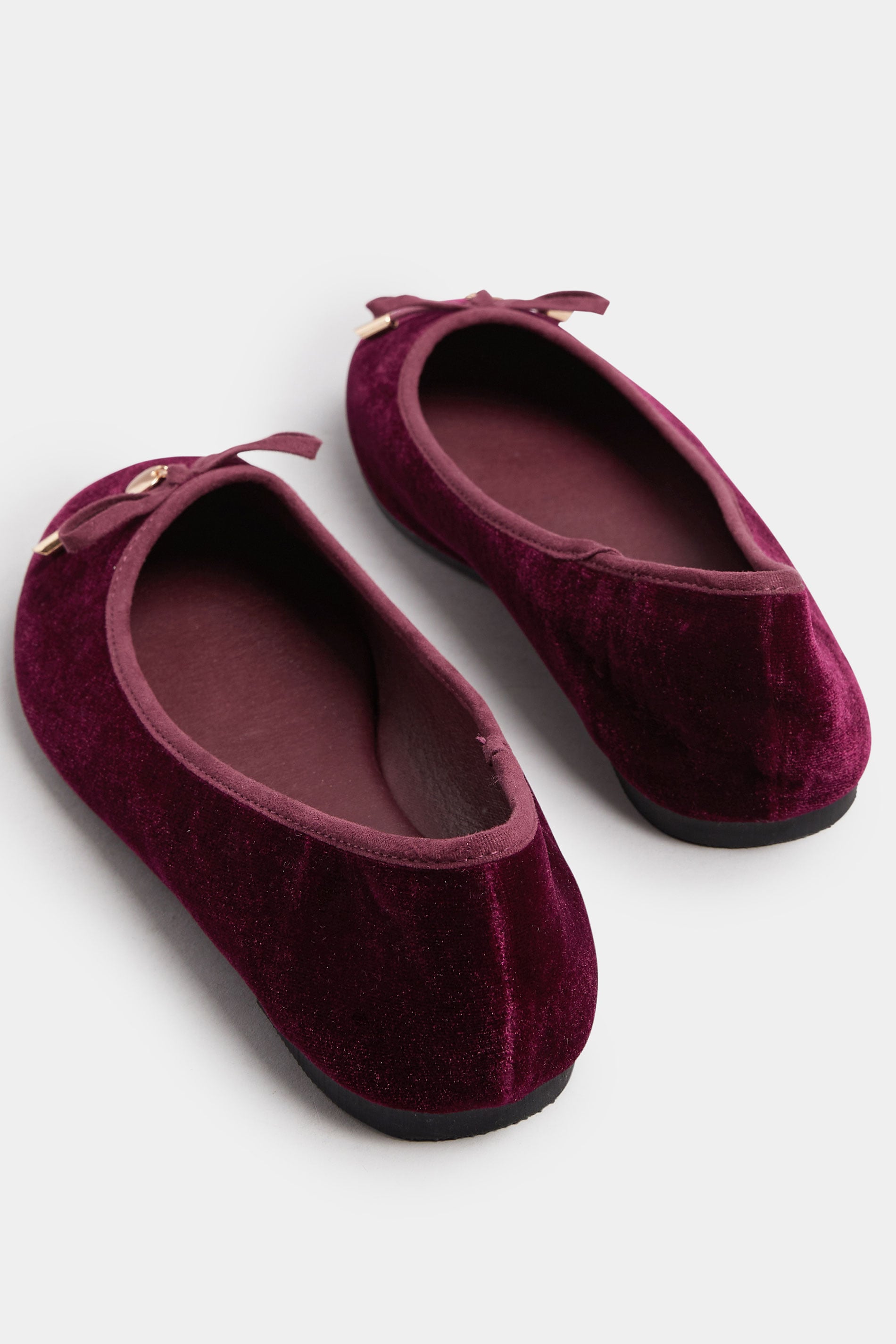  LTS Burgundy Red Velvet Bow Ballerina Pumps In Standard Fit