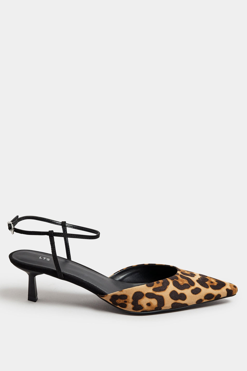  LTS Brown Leopard Print Ankle Strap Kitten Heels In Standard Fit