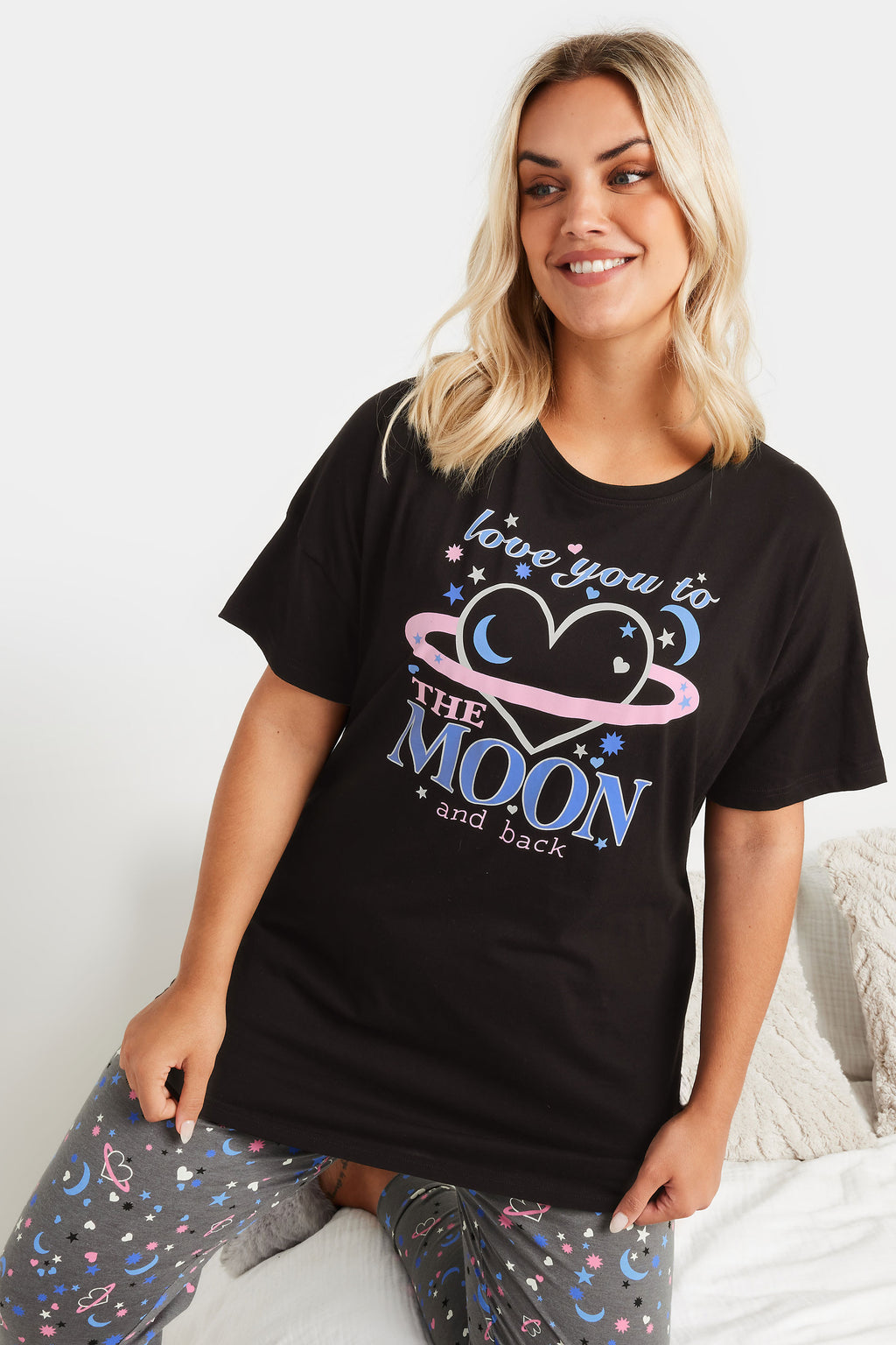  YOURS - Ensemble De Pyjama Noir & Gris Slogan