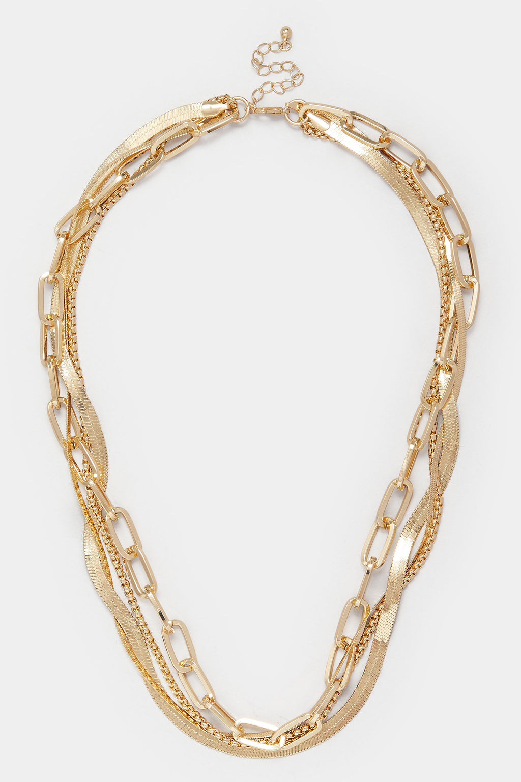  Gold Tone Mixed Chain Twist Necklace