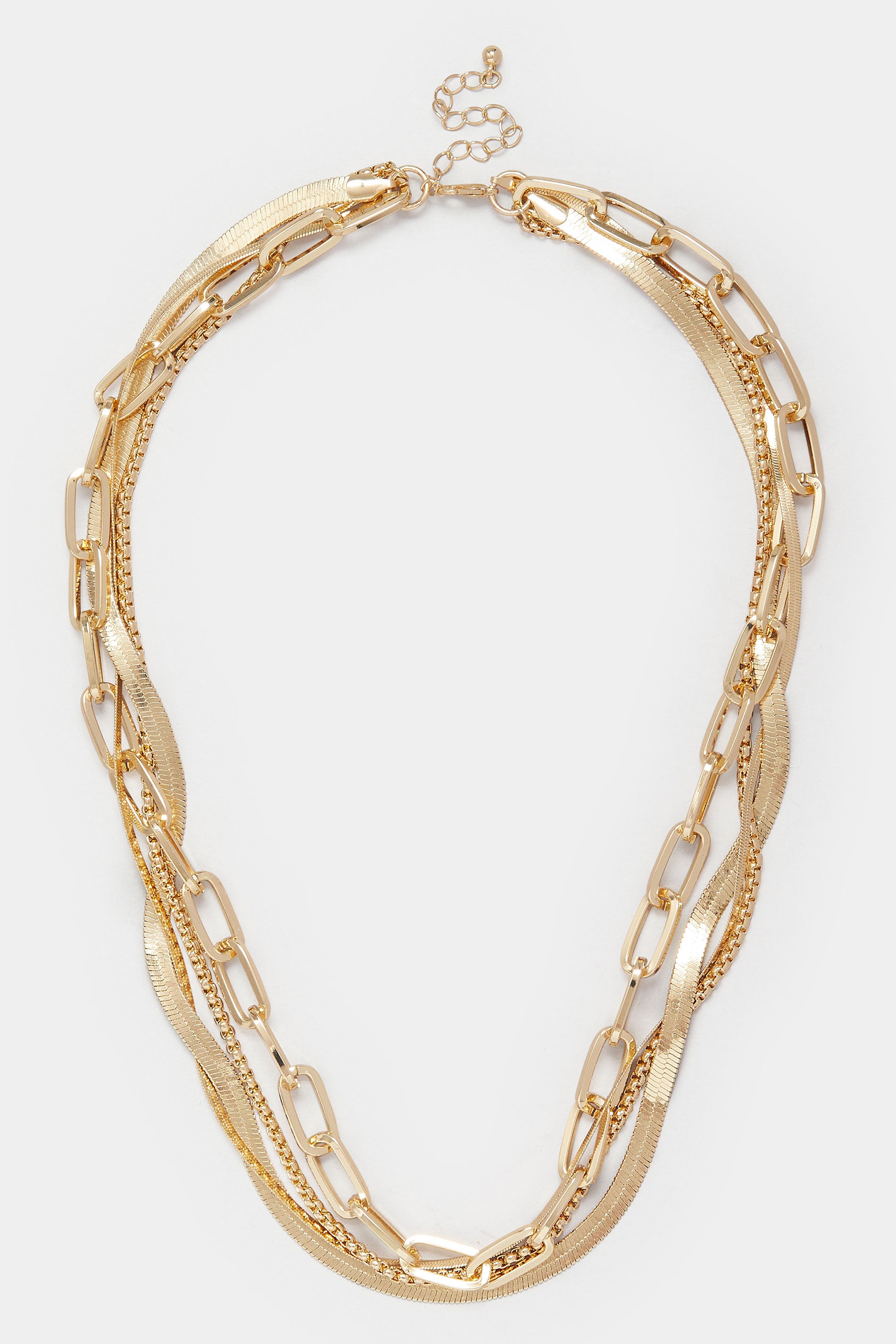  Gold Tone Mixed Chain Twist Necklace