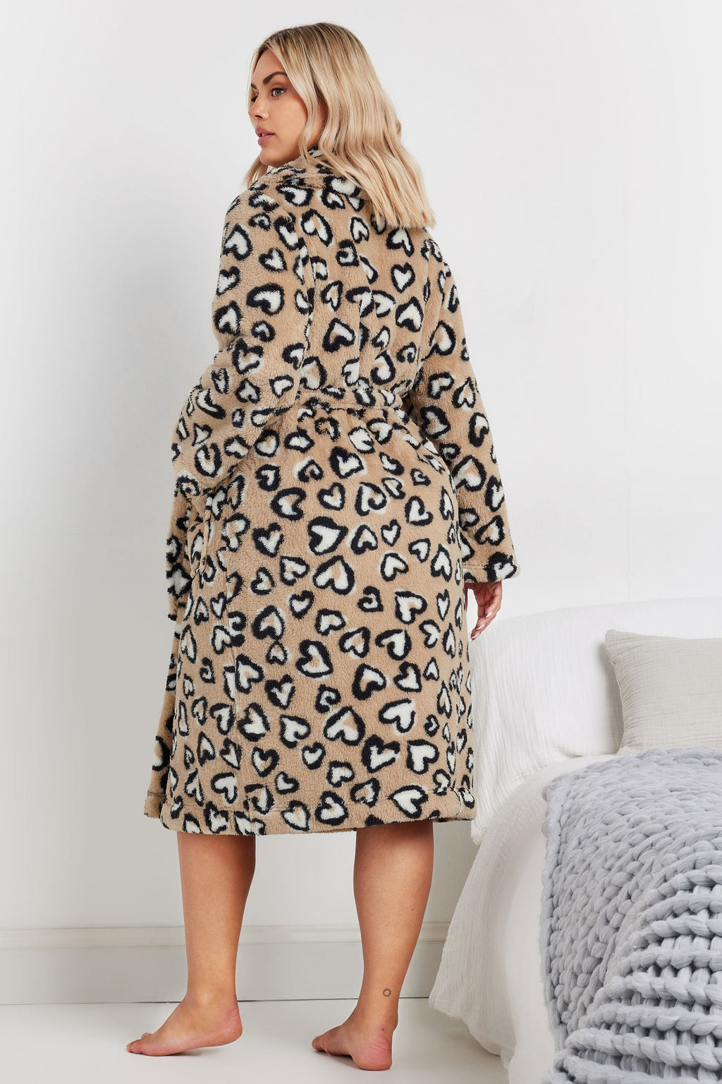  YOURS - Robe De Chambre Beige Léopard En Polaire