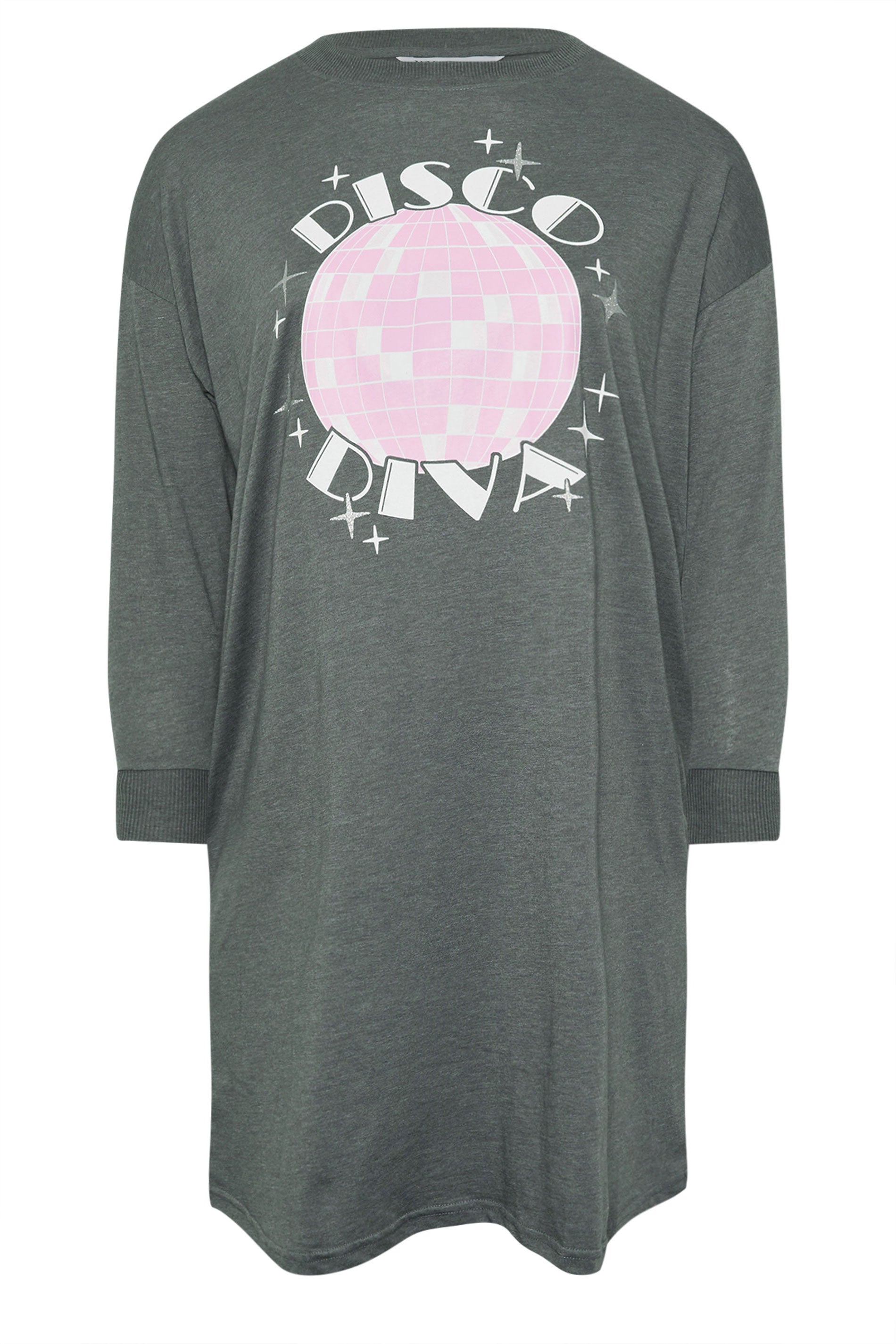  YOURS - Chemise De Nuit Grise 'Disco Diva' En Jersey